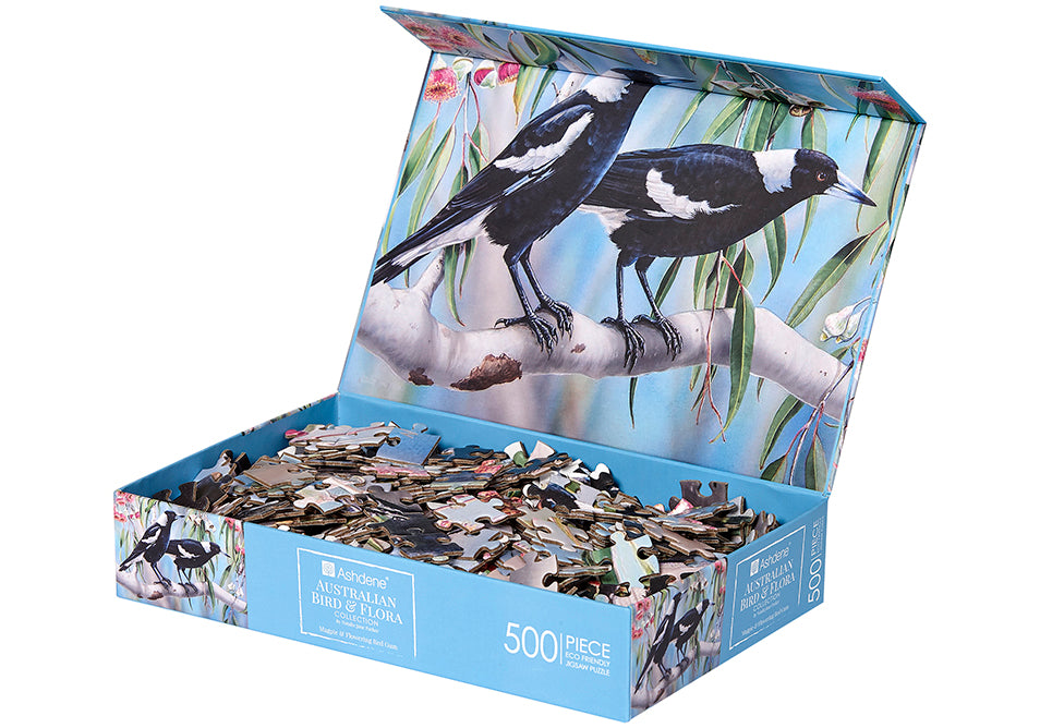 Magpie & Flowering Red Gum Puzzle 500 Piece - Australian Bird and Flora