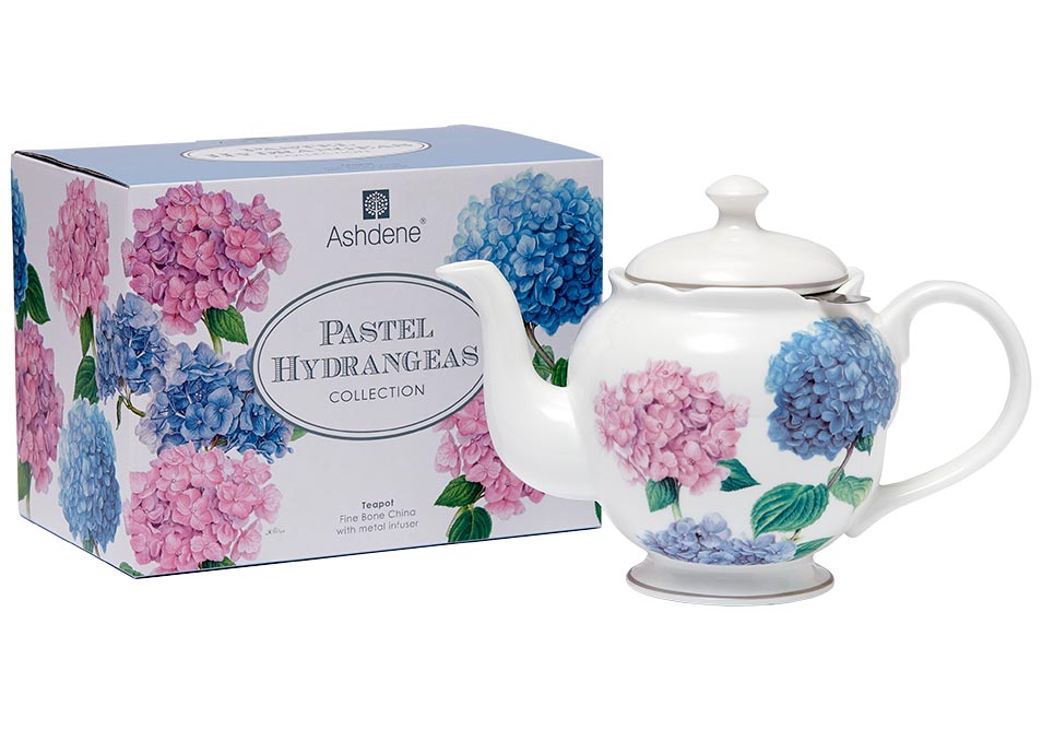 ASHDENE Teapot with Infuser Pastel Hydrangeas