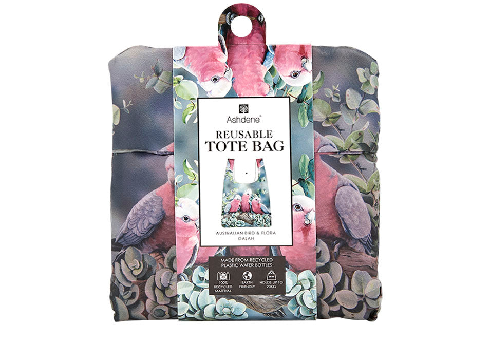 Ashdene Recycled Reusable Shopping Bag Galah & Silver Dollar Eucalyptus - Australian Bird and Flora