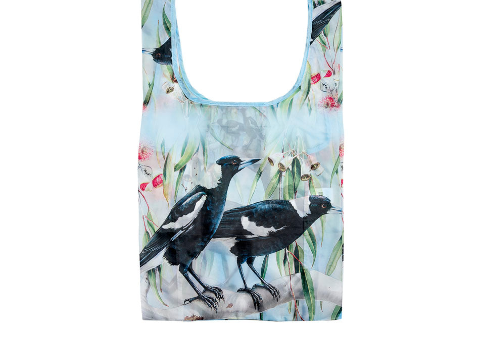 Ashdene Recycled Reusable Shopping Bag Magpie & Flowering Red Gum - Australian Bird and Flora