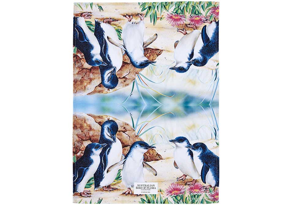 Ashdene Tea Towel Penguin & Ice Plant- Australian Bird and Flora