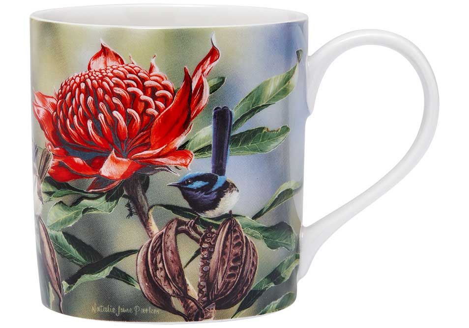 Ashdene Mug Blue Wren & Waratah - Australian Bird and Flora