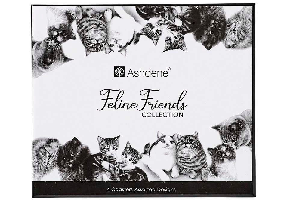 ASHDENE Coasters Feline Friends - Set of 4