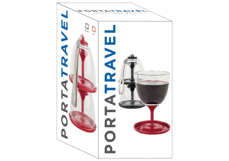 Porta travel black 2pk wine glass